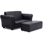 Costzon Toddler Couch with Footstool 2 in 1 Double Seat Children's Sofa