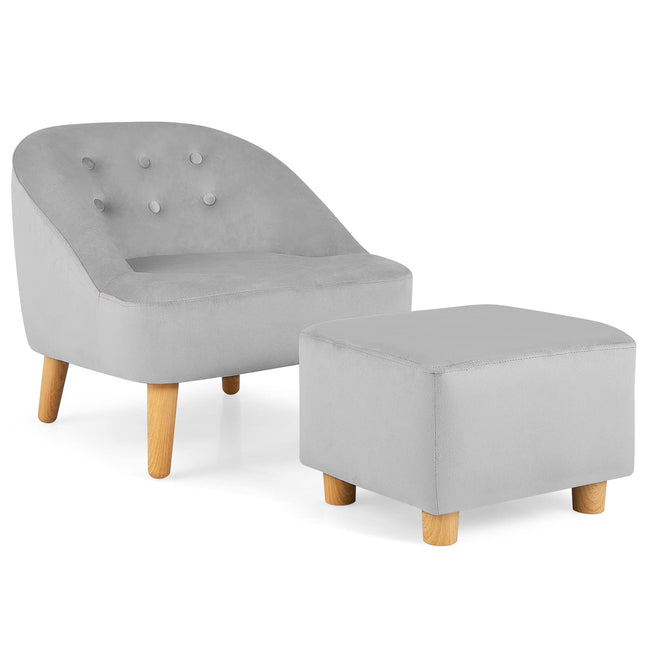 Costzon Kids Sofa with Ottoman, Toddler Chair w/Footstool