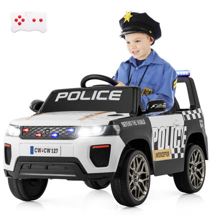 Costzon Police Car Ride on, 12V Battery Powered Toy Cop Cars w/Remote Control