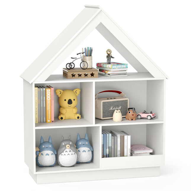 Costzon Kids Dollhouse Bookshelf, 3-Tier Wooden Open Bookcase for Toys and Books
