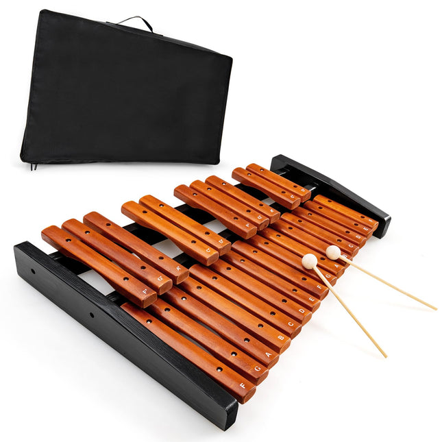 Costzon Portable 25-Note Xylophone, Wood Xylophone Kit with 2 Mallets & Convenient Carrying Bag