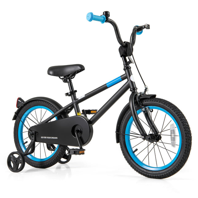BABY JOY Colorful Macarons Kids Bike, 16 Inch Sporty Children's Bicycle with Training Wheels