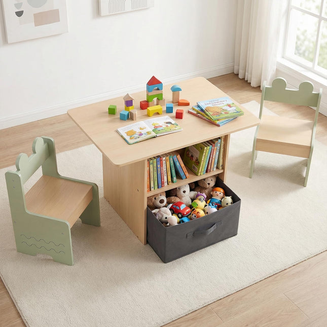 Costzon Kids Wooden Activity Desk Set Indoor Children Furniture