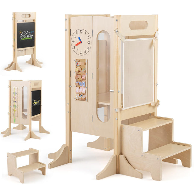 Costzon Foldable Standing Tower with Built-in Chalkboard & Detachable Safety Net