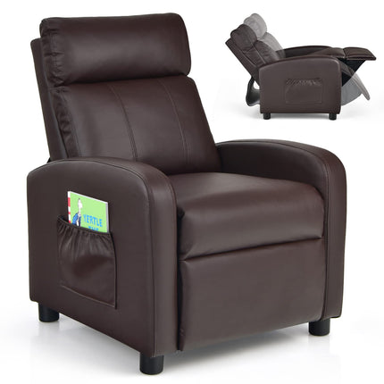 Kids Recliner, Adjustable PU Leather Lounge Chair - Costzon