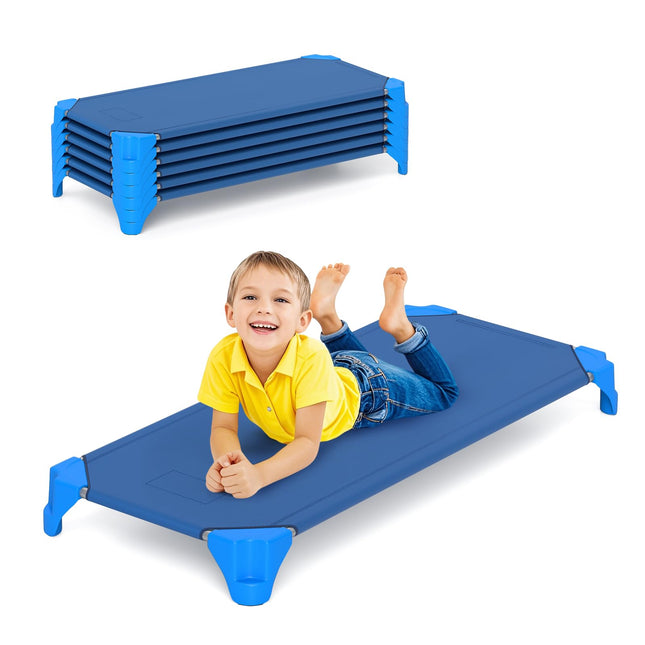 Costzon Daycare Cots for Kids, 6 PCS Space-Saving Stackable Cots w/Sturdy Metal Frame