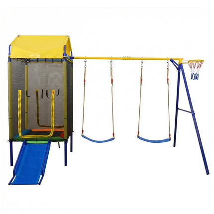 Costzon 5-in-1 Kids Swing Set with Trampoline