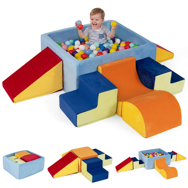 Costzon 6-Piece Foam Climbing Blocks w/Square Ball Pit for Toddlers