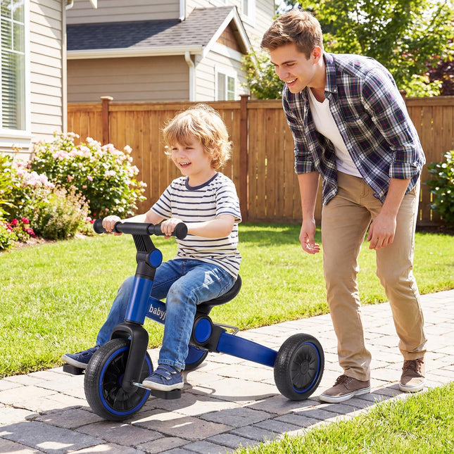 Costzon 5-in-1 Toddler Foldable Balance Bike Removable Pedals Adjustable Handlebar and Rear Wheels