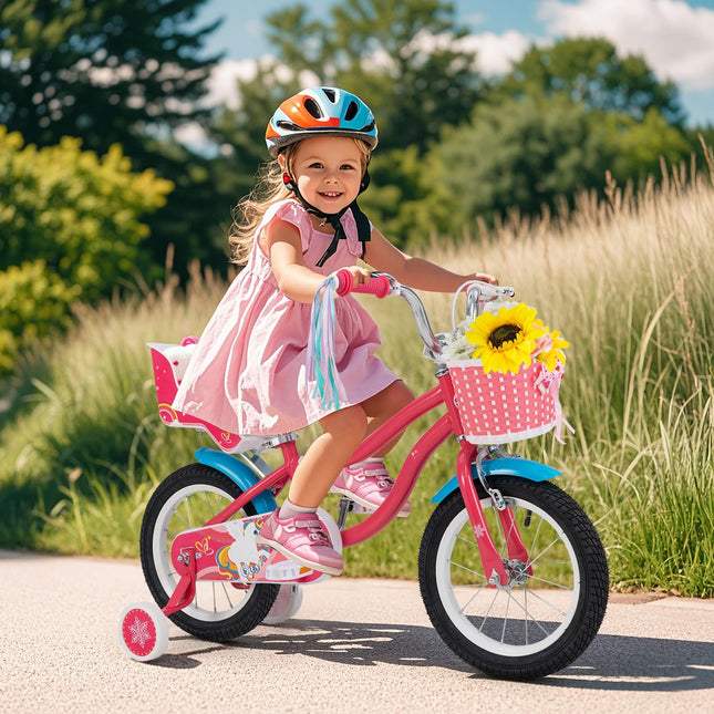 BABY JOY Kids Bike,  95% Pre-Assembled Girls Bike for 3-8 Years Old