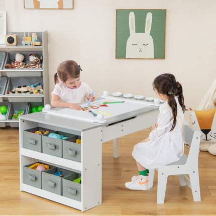 2 in 1 Kids Art Table and 2 Chair Set | Kids Drawing Table with Large Storage