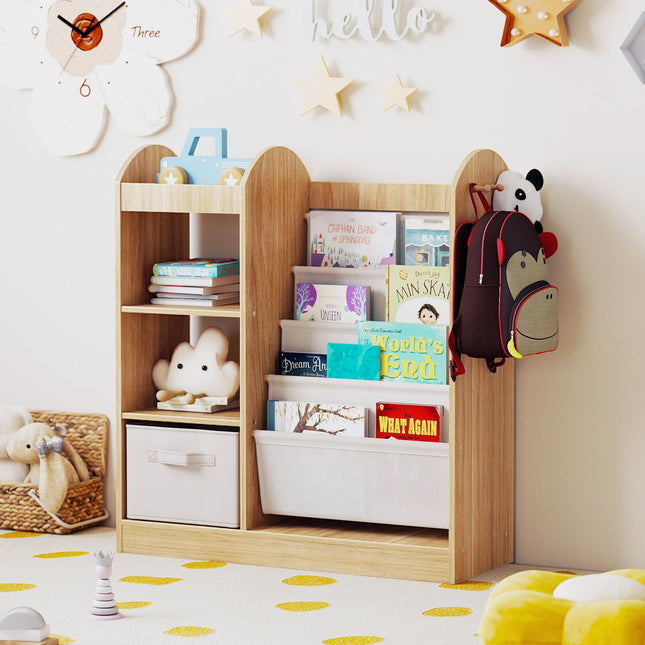 Costzon Kids Bookshelf with Full-Length Mirror Toy Storage Organizer