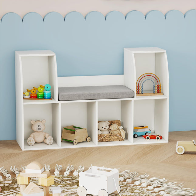 Costzon Kids Bookshelf with Reading Nook 40" Toy Storage Organizer