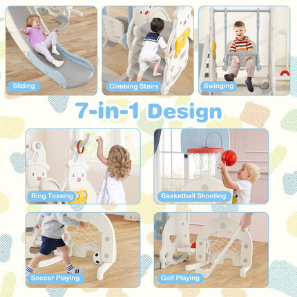 Costzon Toddler Swing and Slide Set 7 in 1 Toddler Slide for Kids