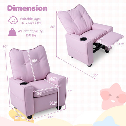 Costzon Kids Recliner Chair with Cup Holder 2 Storage Pockets