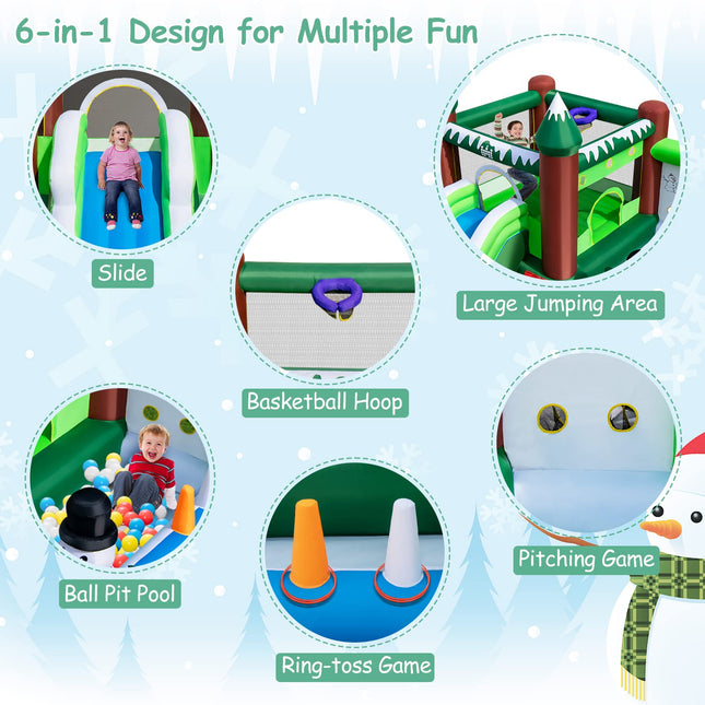 Costzon Inflatable Bounce House, Christmas Bouncy House for Toddler Kids/735w Blower