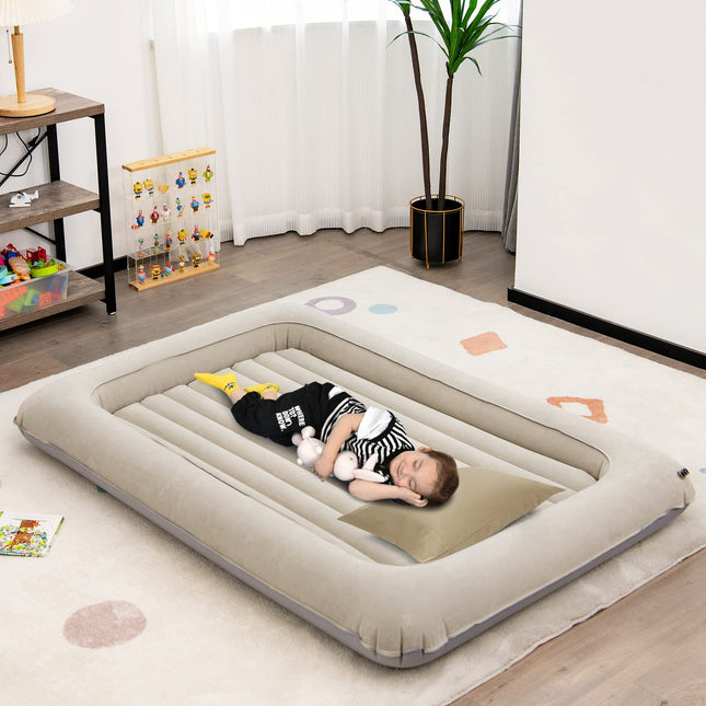 Costzon Toddler Travel Bed, Detachable Kids Air Mattress Set w/Electric Pump & Storage Bag