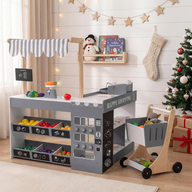 Costzon Kids Grocery Store Playset Wooden Play Store