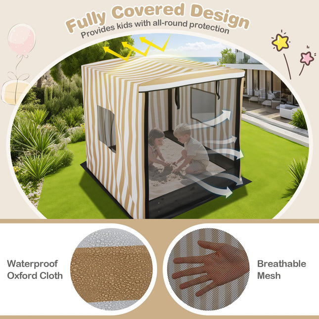 Costzon Kids Wooden Sandbox with Canopy