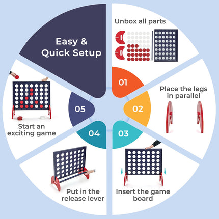 Costzon Giant 4-in-a-Row Game Set, Wooden Jumbo 4-to-Score Game w/ 42 PCS Chips & 600D Oxford Fabric Carrying Bag