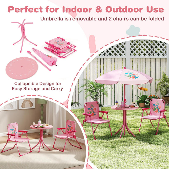 Costzon Kids Outdoor Table with 2 Folding Chairs