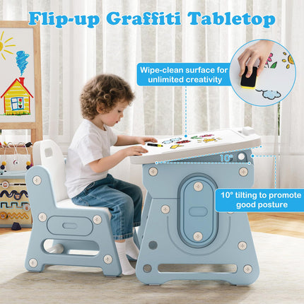 Costzon Kids Table and Chair Set Height Adjustable Art Desk Set