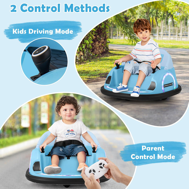 Costzon Bumper Car, 12V Electric Kids Ride on Bumping Car w/Remote Control