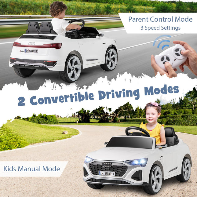 Costzon 12V Kids Ride on Car Licensed Audi SQ8, Remote Control Ride on Toy, Battery Powered Electric Vehicle with Spring Suspension