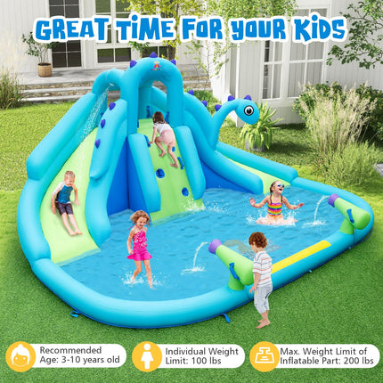 BOUNTECH Inflatable Water Slide, Dinosaur Kids Mega Waterslide Park for Outdoor w/Dual Slides for Racing Fun