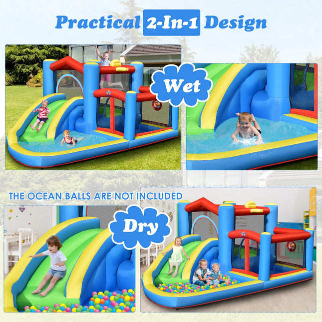 BOUNTECH Inflatable Water Slide, Bouncy House for Kids 5-12 Indoor Outdoor Party Family with Target Balls