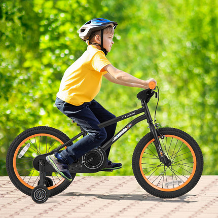 Costzon Outer Space Kids Bike, 18 Inch Sport Bicycle for 4-7 Years Old w/Adjustable Saddle, Training Wheels