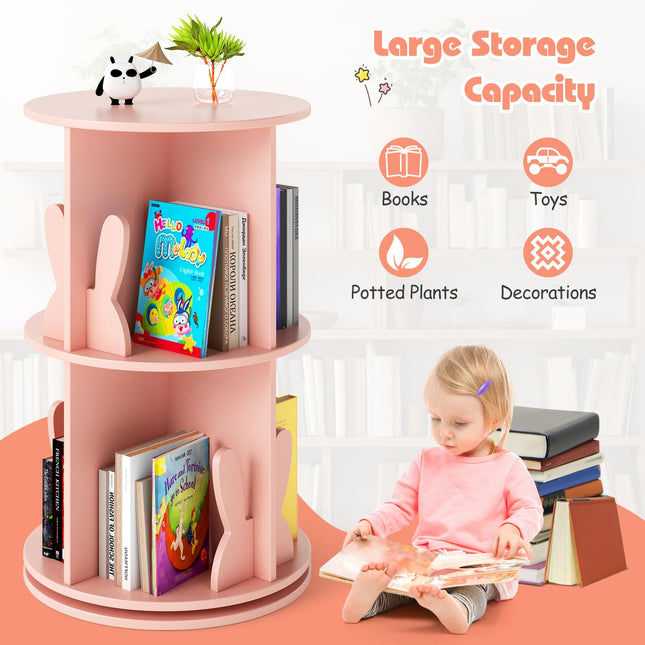 Costzon Kids 360° Display Spinning Bookcase with Bookends