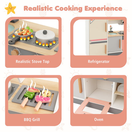 Costzon Kids Kitchen Playset Pretend Play Kitchen with Refrigerator