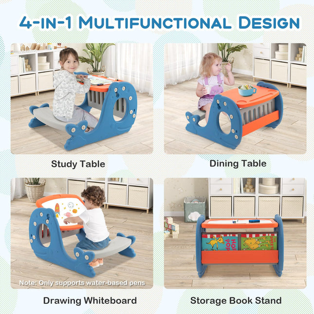 Costzon Art Easel for Kids, Toddler Activity Table with Double-Sided Desktop & Angle Adjustable Whiteboard