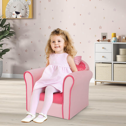 Costzon Kids Sofa, Toddler Upholstered Armchair with Solid Wooden Frame (Single Seat)