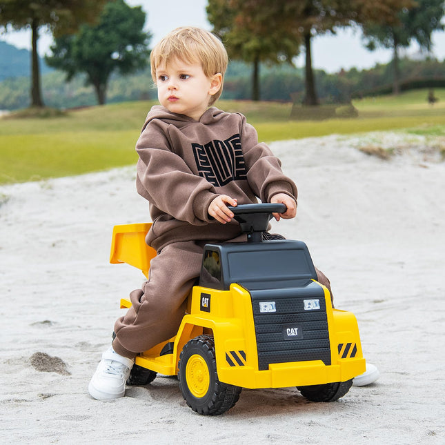 Costzon Ride on Dump Truck, 6V Licensed Caterpillar Ride on Construction Vehicle, Battery Powered Ride on Toy for Toddlers