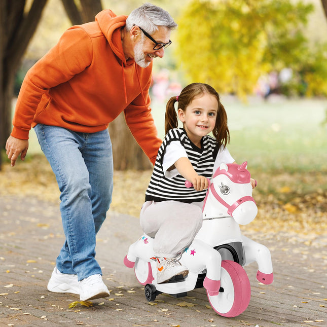 Costzon Ride on Car, 12V Ride on Toys for Toddlers Pony w/Training Wheels. Motorized Play Horse, Kids Car Motorcycle