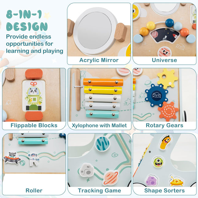 Costzon Wooden Baby Walker Push and Pull Learning Activity Center