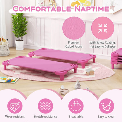 Costzon Daycare Cots for Kids, Pack of 6, 51” L x 22.5” W Stackable Nap Cots with Easy Lift Corners