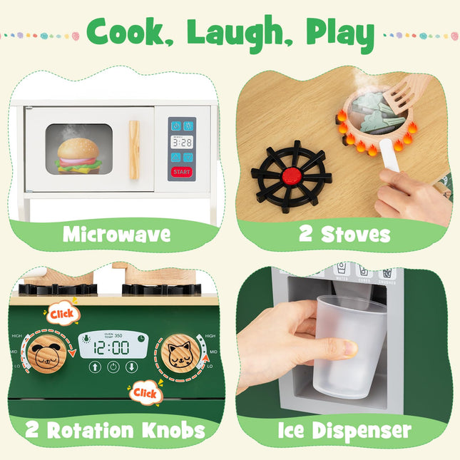 Costzon Little Chef Kitchen Playset w/Microwave for Girl Boy Aged 3+