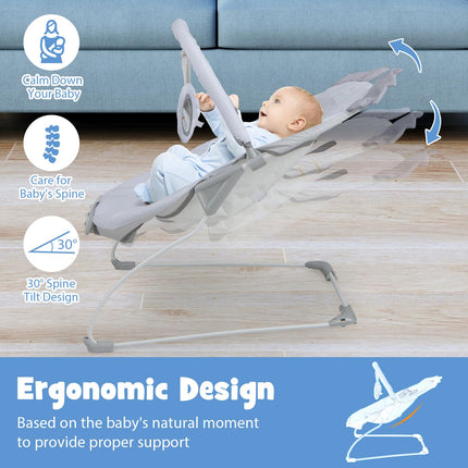 BABY JOY Baby Bouncer, Portable Baby Bouncer Seat with Vibration & Music, Infant Bouncer for Babies