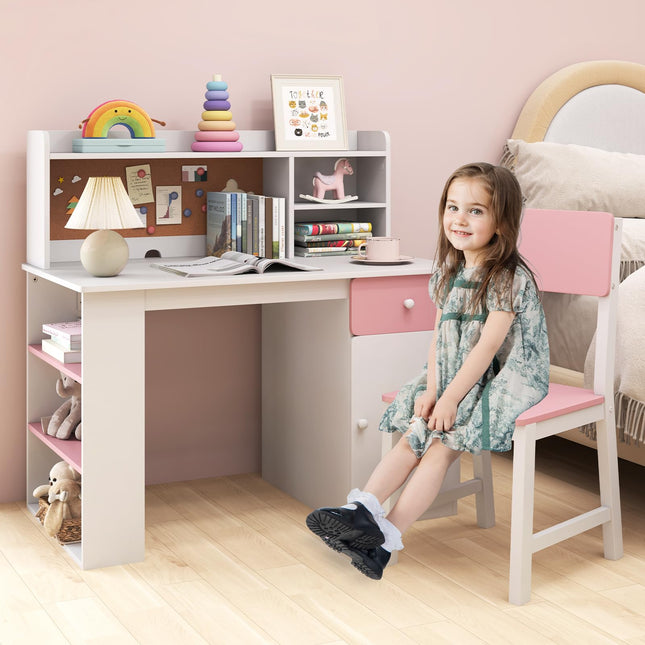 Costzon Kids Desk and Chair Set Study Table Computer Workstation