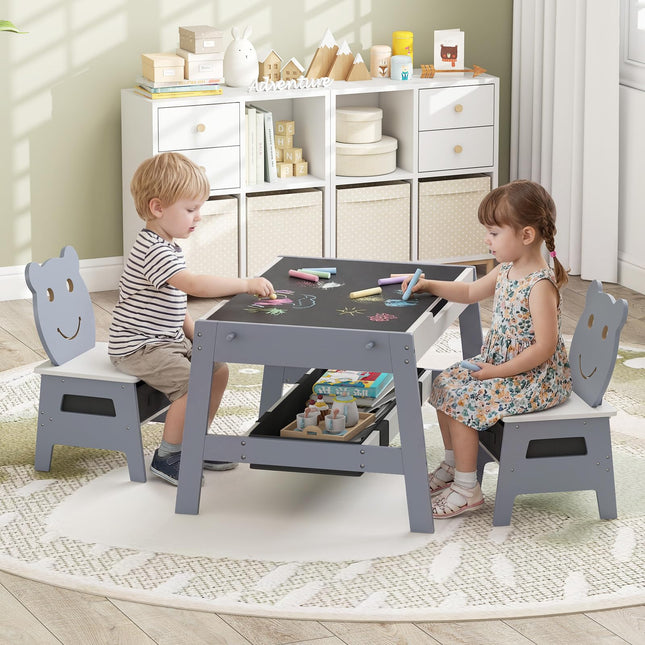 Costzon Kids Table and Chairs Multifunctional Art Desk Set (27.5” x 24” x 18”)