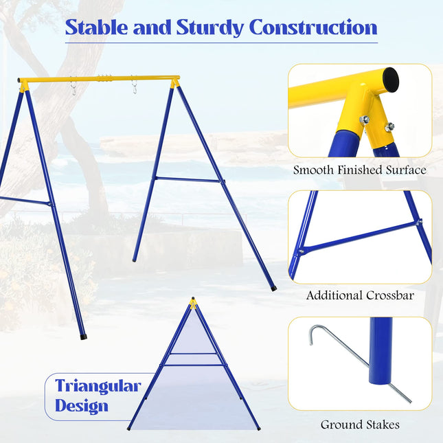 Costzon 550lbs Swing Frame Stand with 60'' Platform Swing, A-Frame Swing Sets for Backyard