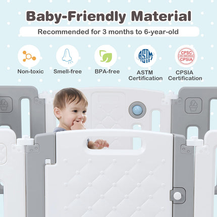 Costzon Baby Playpen, Foldable Activity Play Center with Safety Gate