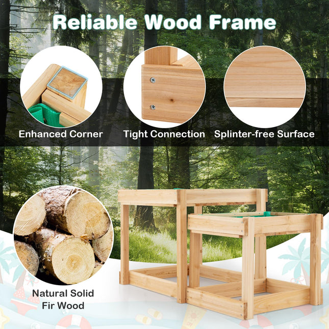 Costzon Sand Table, 2 PCS Wood Kids Sensory Table with Protective Cover