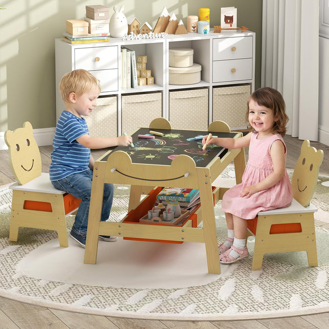Costzon Kids Table and Chairs Multifunctional Art Desk Set (27.5” x 24” x 20”)