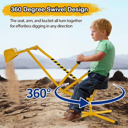 Costzon Sand Digger with 360° Rotation X-Shaped Metal Base & 2-Handed Controls for Sand