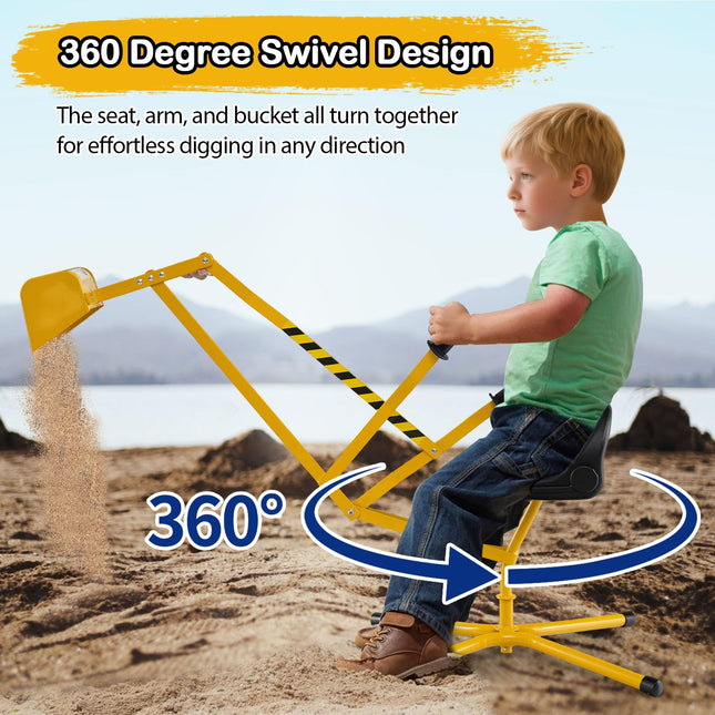 Costzon Sand Digger with 360° Rotation X-Shaped Metal Base & 2-Handed Controls for Sand