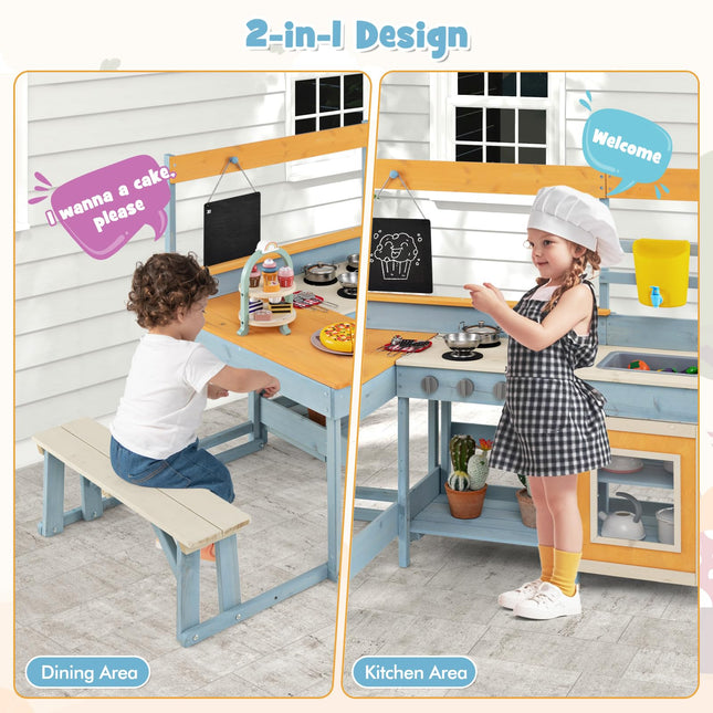 Costzon 2-in-1 Mud Kitchen & Kids Picnic Table